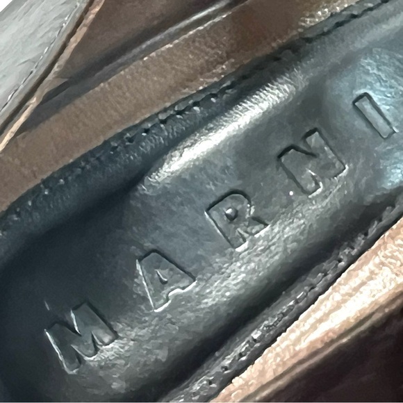 Marni Brown Leather Colorblock Tweed Peep Toe Maryjane Platform Heels Women’s 8 - Picture 12 of 12